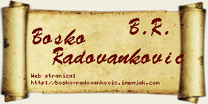 Boško Radovanković vizit kartica